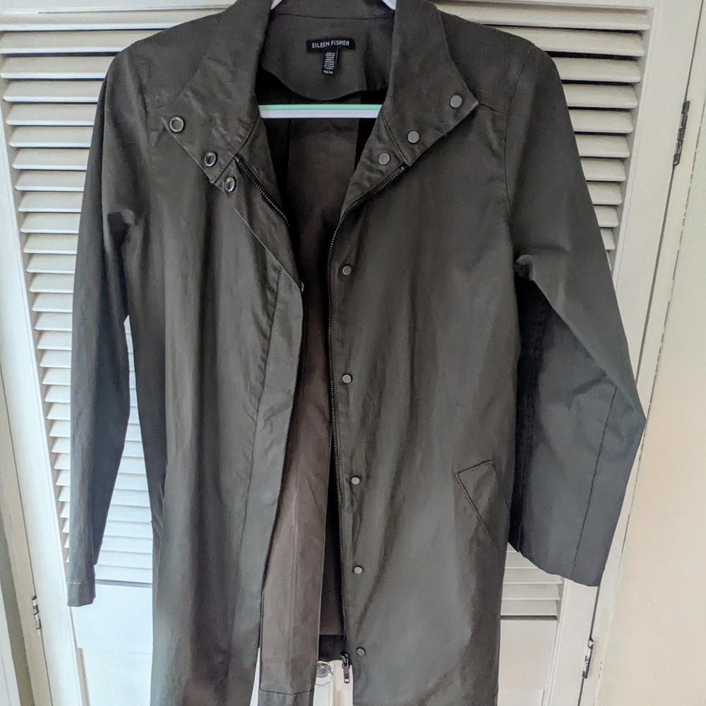 Eileen Fisher Brown Raincoat Lightweight Water-Resistant